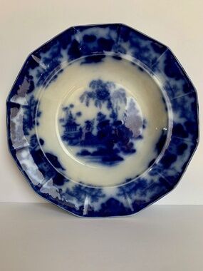 Antique J&G Alcock “Scinde” Flow Blue 10” Soup Plate – Staffordshire England